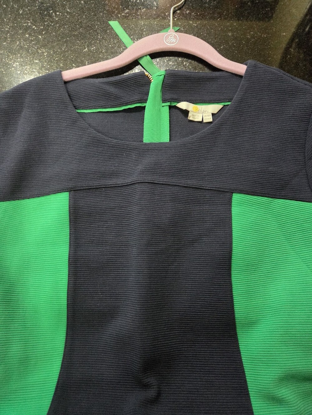 Boden Navy and Green Paneled Shift Dress - Size 14R - Picture 5 of 8